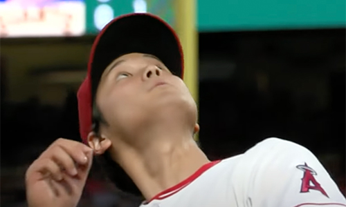 大谷翔平選手の左から虫飛来して回避