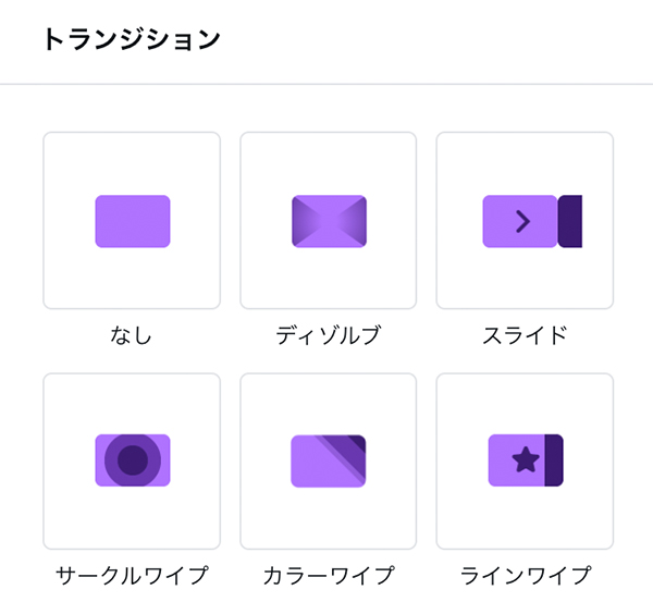 トランジションを選択する